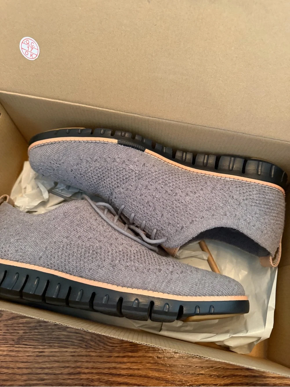 Cole Haan Men’s Zerogrand St Wool Ox Gray Lace Up Shoes size 9M